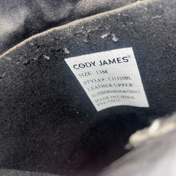 Cody James Mens Size 13 D Black Leather Buckle Cowboy Motorcycle Boots
